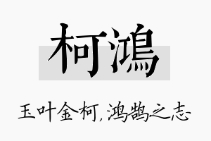 柯鸿名字的寓意及含义