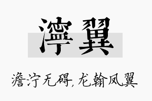 泞翼名字的寓意及含义