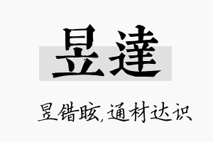 昱达名字的寓意及含义