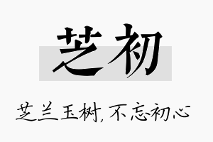 芝初名字的寓意及含义