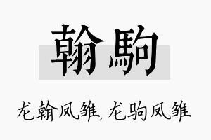 翰驹名字的寓意及含义