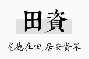 田资名字的寓意及含义