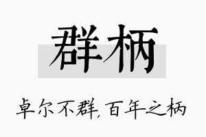 群柄名字的寓意及含义