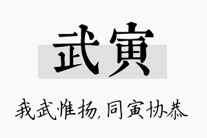 武寅名字的寓意及含义