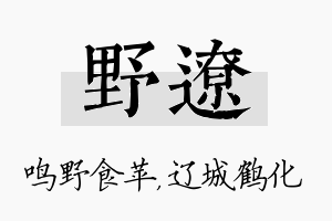 野辽名字的寓意及含义