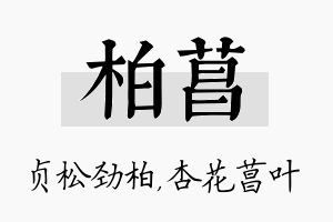 柏菖名字的寓意及含义