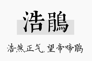 浩鹃名字的寓意及含义