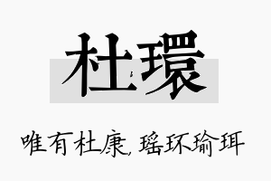 杜环名字的寓意及含义