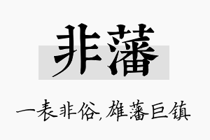 非藩名字的寓意及含义