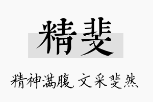 精斐名字的寓意及含义