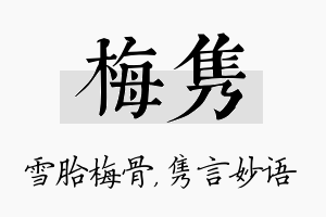 梅隽名字的寓意及含义