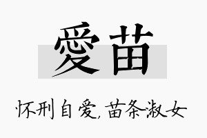 爱苗名字的寓意及含义