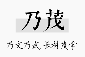 乃茂名字的寓意及含义