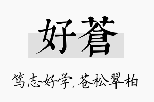 好苍名字的寓意及含义