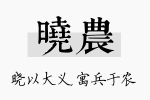 晓农名字的寓意及含义