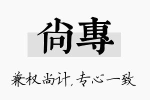 尚专名字的寓意及含义