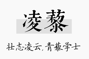 凌藜名字的寓意及含义