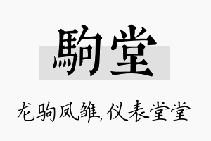 驹堂名字的寓意及含义