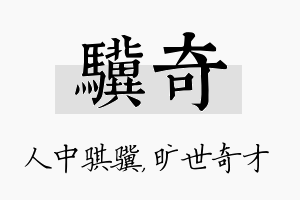 骥奇名字的寓意及含义