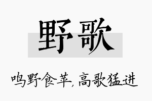 野歌名字的寓意及含义