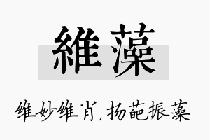 维藻名字的寓意及含义