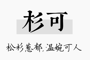 杉可名字的寓意及含义