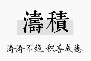 涛积名字的寓意及含义