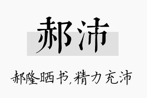 郝沛名字的寓意及含义