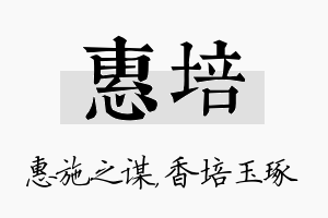 惠培名字的寓意及含义