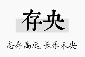 存央名字的寓意及含义