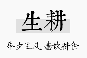 生耕名字的寓意及含义