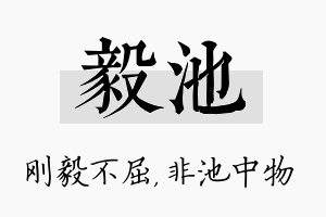 毅池名字的寓意及含义