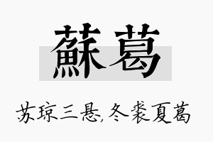 苏葛名字的寓意及含义