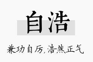 自浩名字的寓意及含义