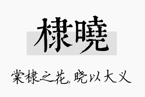 棣晓名字的寓意及含义