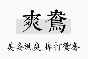 爽鸯名字的寓意及含义