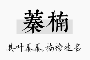 蓁楠名字的寓意及含义