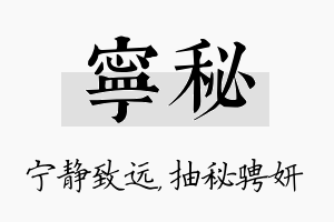 宁秘名字的寓意及含义