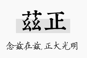 兹正名字的寓意及含义