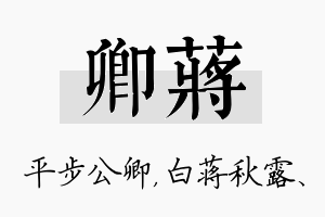 卿蒋名字的寓意及含义