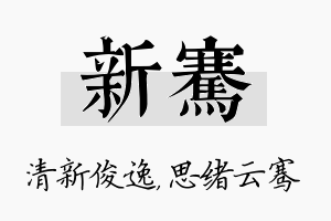 新骞名字的寓意及含义