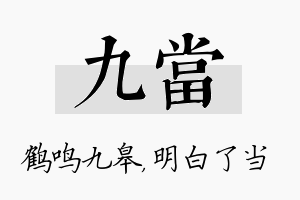 九当名字的寓意及含义