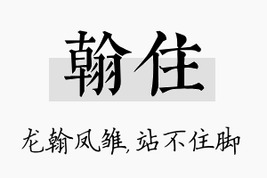 翰住名字的寓意及含义