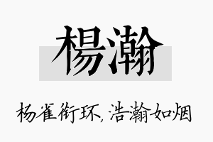 杨瀚名字的寓意及含义