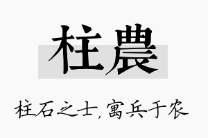 柱农名字的寓意及含义