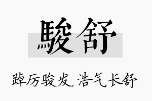 骏舒名字的寓意及含义