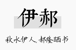 伊郝名字的寓意及含义