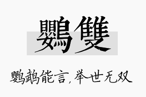 鹦双名字的寓意及含义