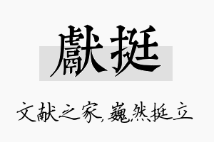 献挺名字的寓意及含义