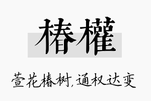 椿权名字的寓意及含义